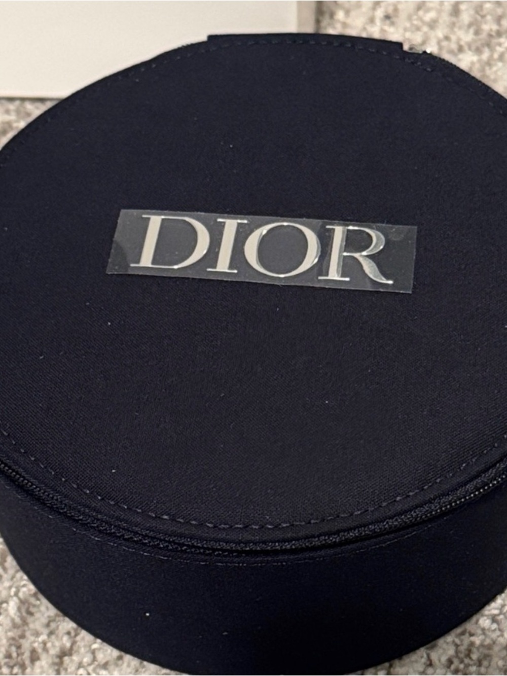 Dior GWP Round Black Travel Case with Silver Logo